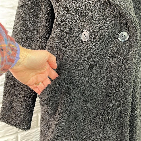 LUCKY BRAND TEDDY JACKET FAUX FUR DOUBLE BREASTED MID LENGTH SIZE XS - Picture 4 of 15